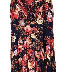Lindy Bop, vintage navy floral midi dress, made in England, Size 2X